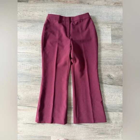 Kate Spade Polished Cigarette Pant 6 Deep Cherry Cropped Slacks Career Office